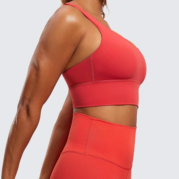 Womens Strappy Longline Sports Bra - Medium Impact Criss Cross Yoga Padded Worko - Picture 4 of 5